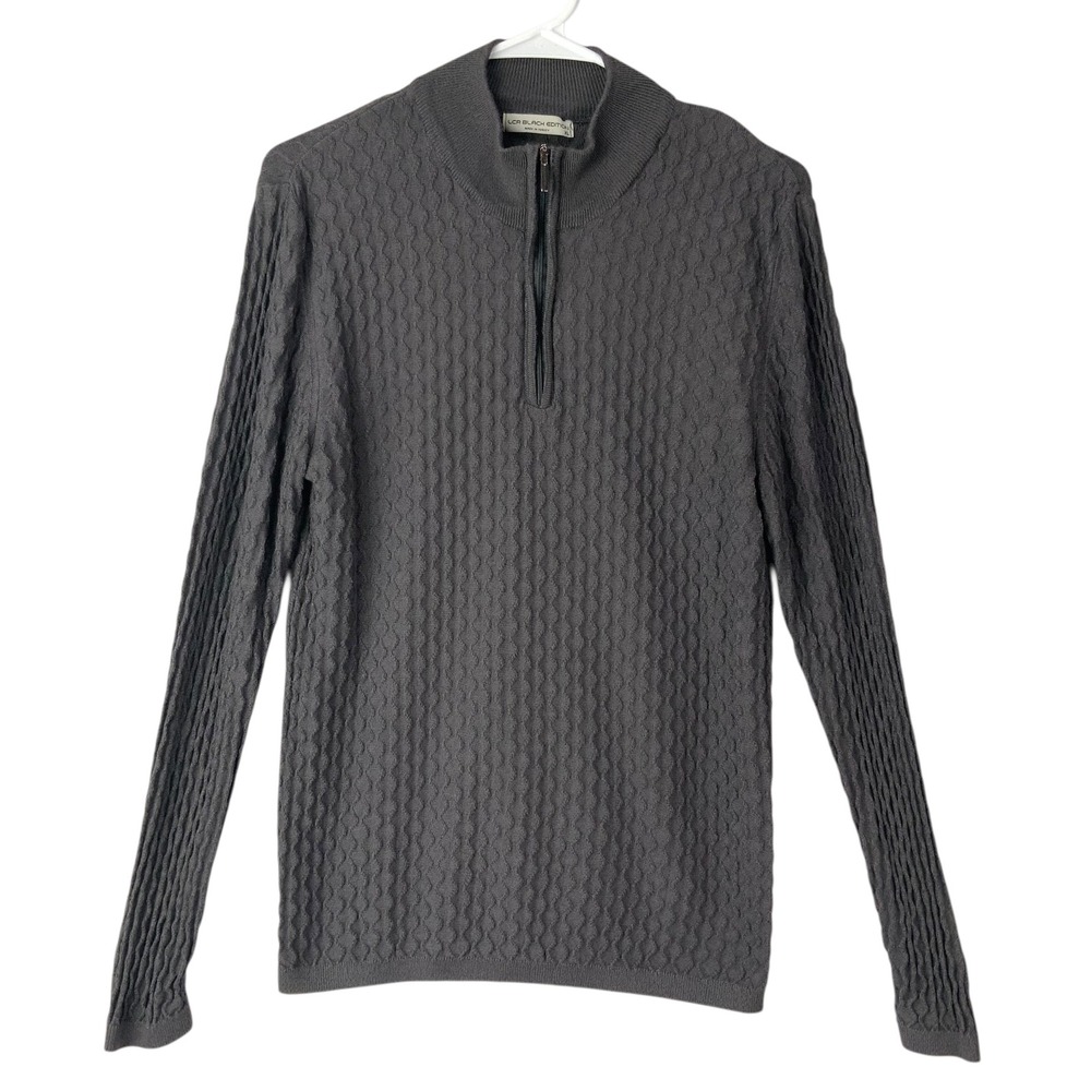 LCR Black Edition Gray Texture Sweater XL Quarter-Zip Mock Neck Long Sleeve Knit